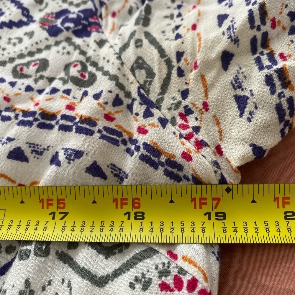 Skies are Blue Size Medium V-Neck Tunic Dress Aztec Print Embroidered Trim - Picture 7 of 10